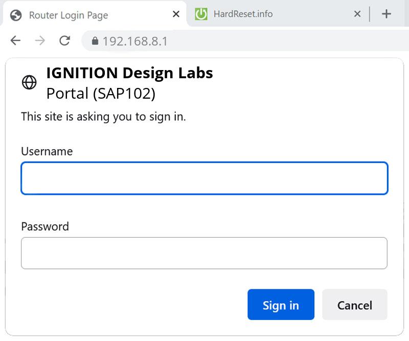IGNITION Design Labs Portal (SAP102) Default Password, how to