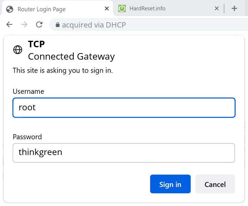 How to open up admin on TCP Connected Gateway? HardReset.info