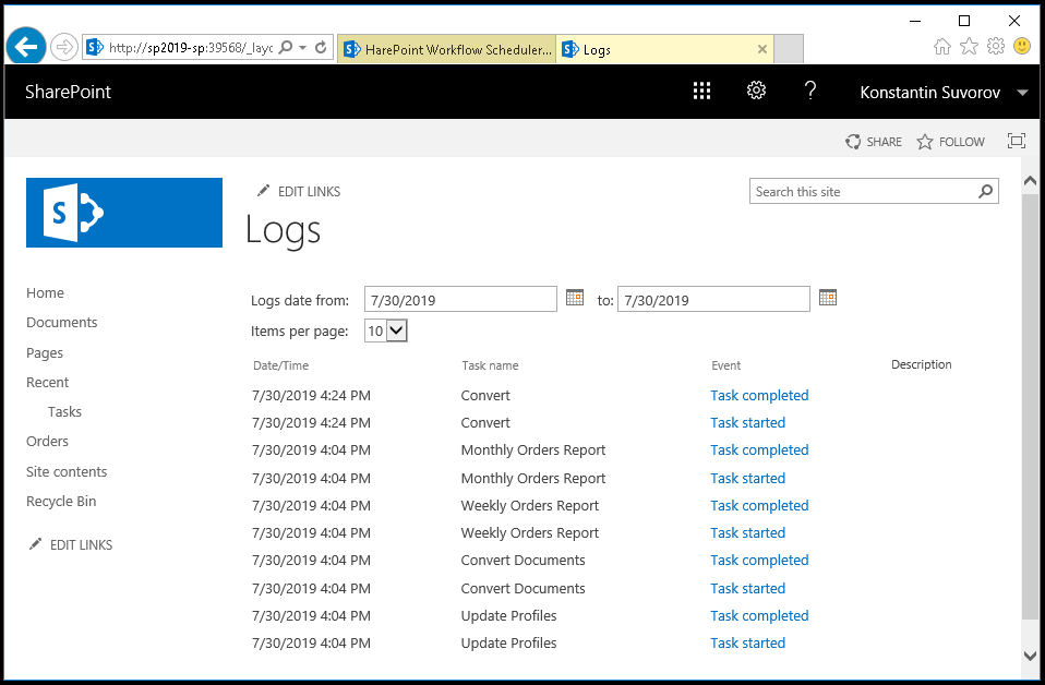 HarePoint Workflow Scheduler for SharePoint screenshots