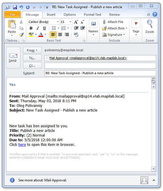 Approval by email SharePoint workflow sample