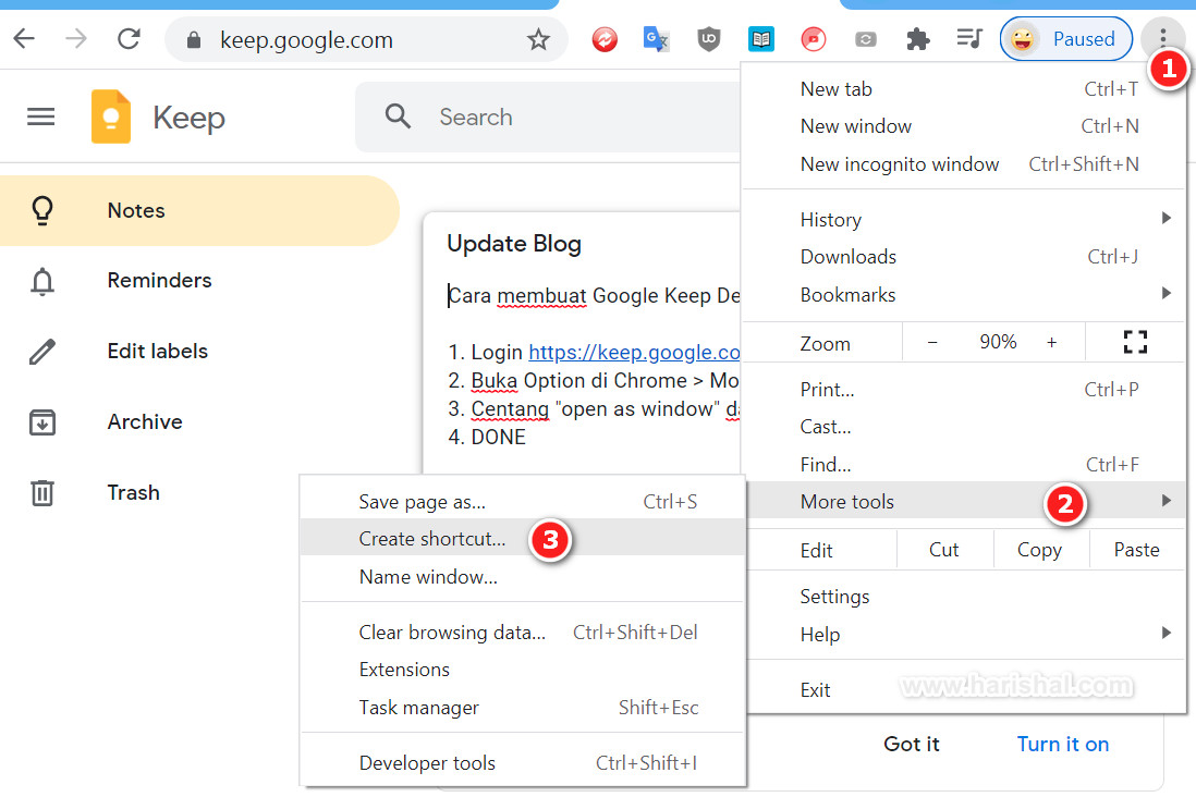 Google Keep Versi Desktop Harish Al