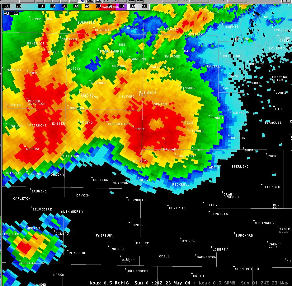 Hallam Tornado Damage Photos and Video May 22 2004 and Columbus Supercell