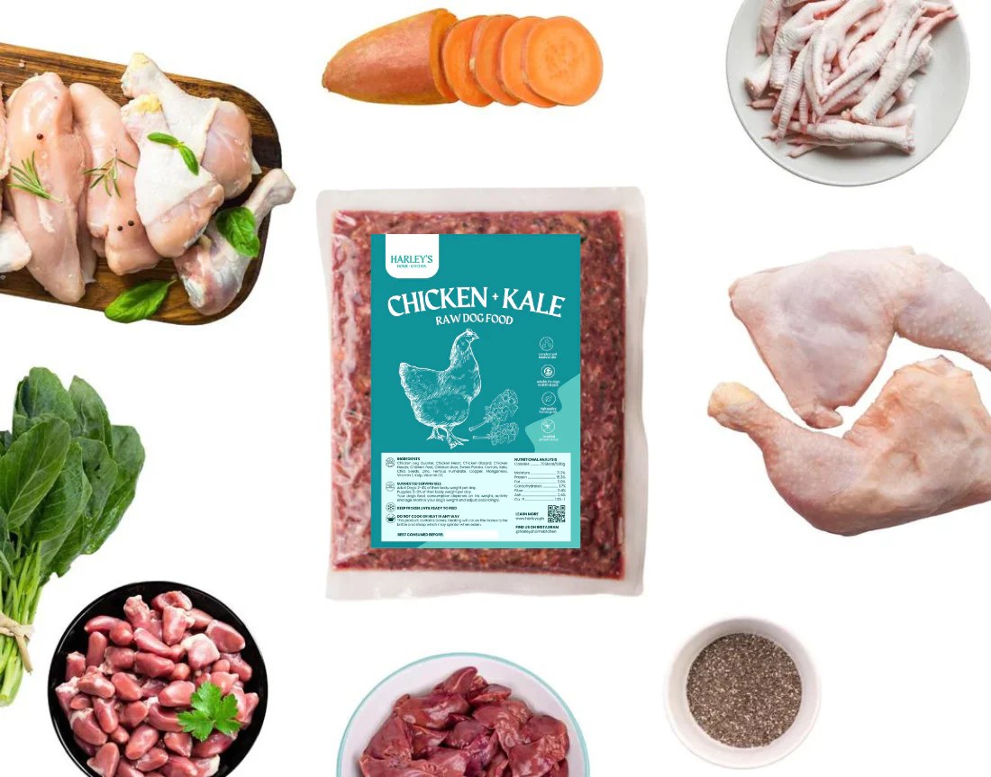 Chicken + Kale Raw Meal for Dogs Harley's • Home Kitchen