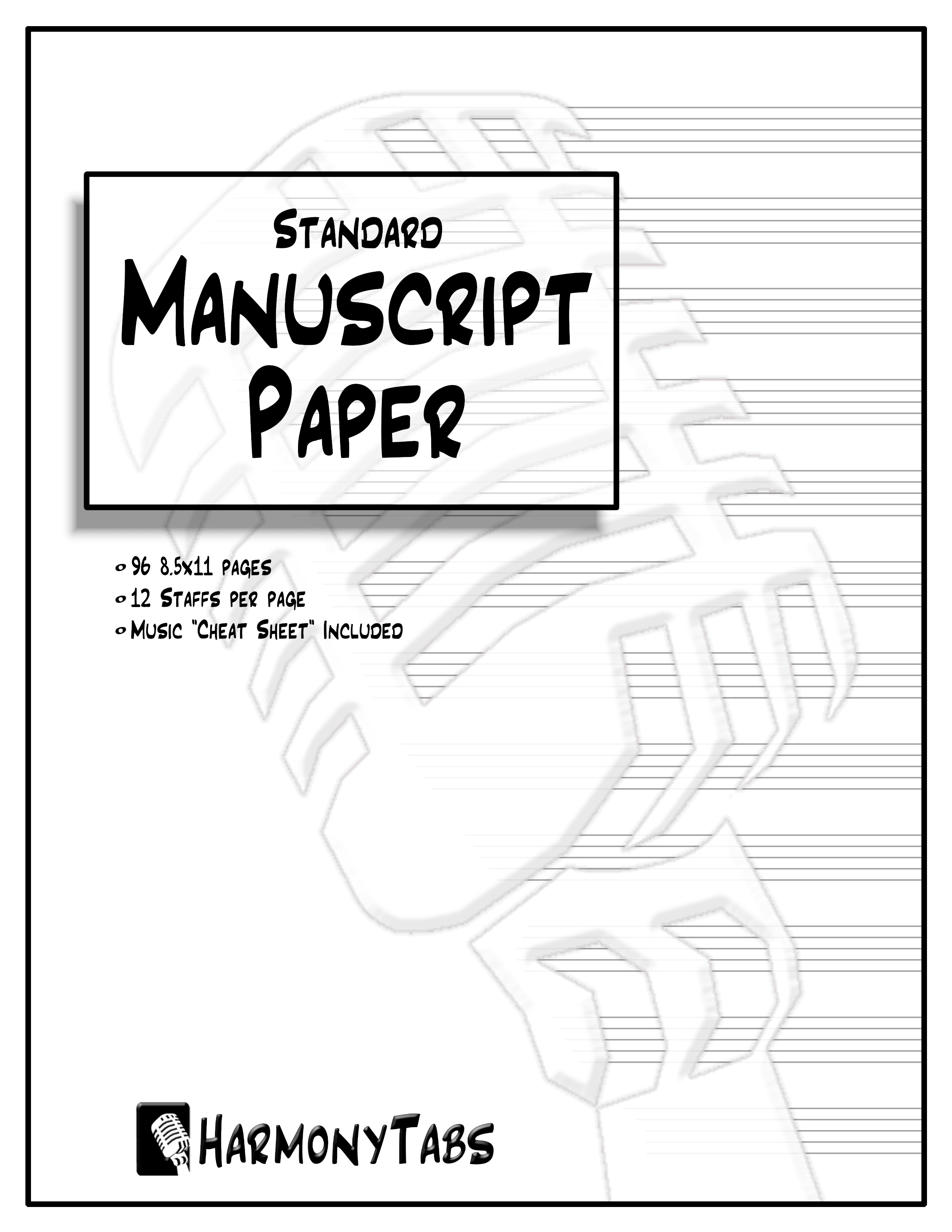 HarmonyTabs Standard Manuscript Staff Paper Notebook