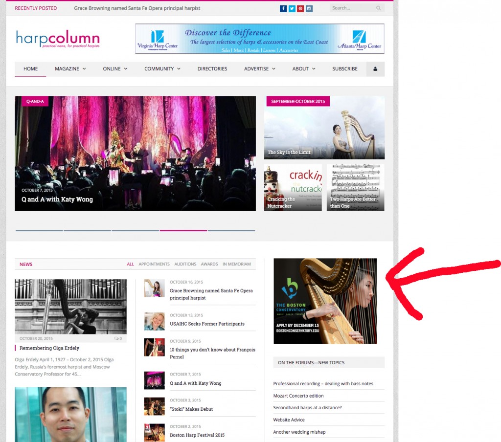 Advertising Rates and Specs Harp Column