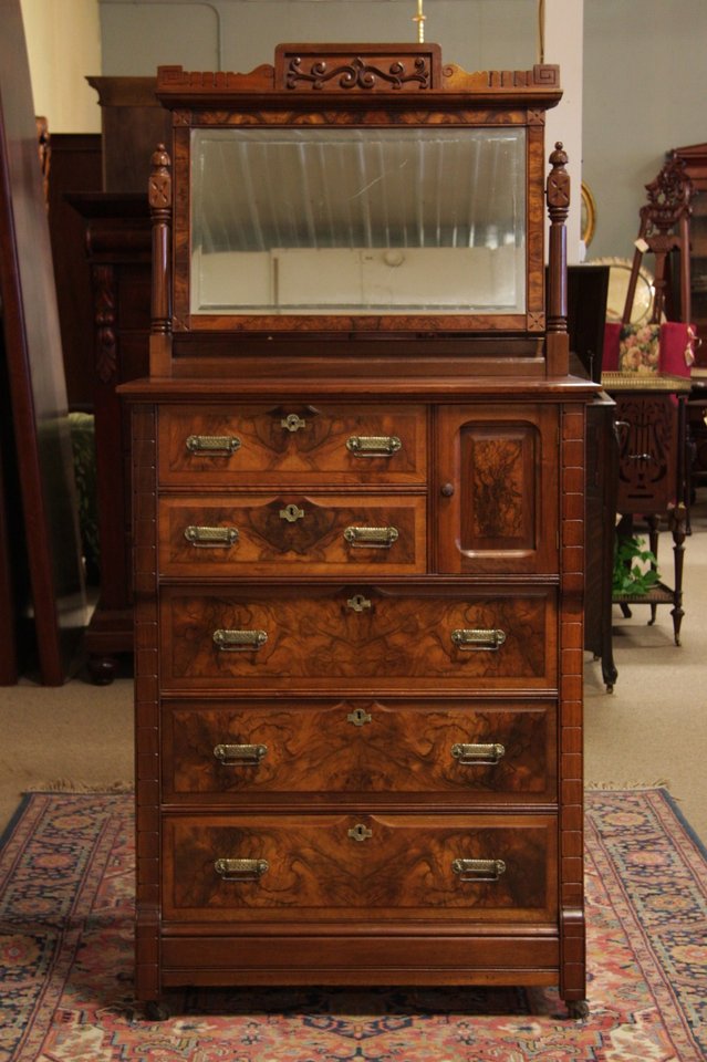 Victorian Eastlake Antique Tall Chest or Highboy