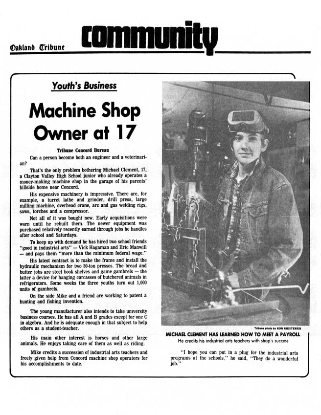 Harrison Industrial Services Inc. Article Machine Shop Owner at 17