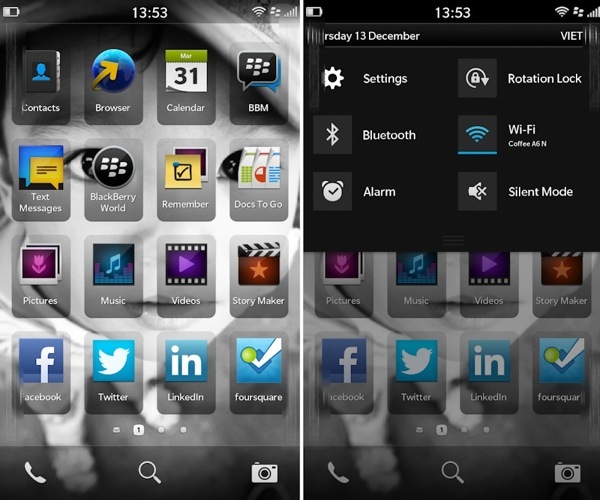 Screenshots aus BlackBerry 10 Hartware