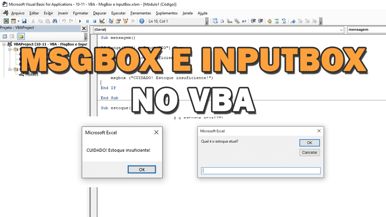 MsgBox VBA e InputBox para Interagir com o Usuário