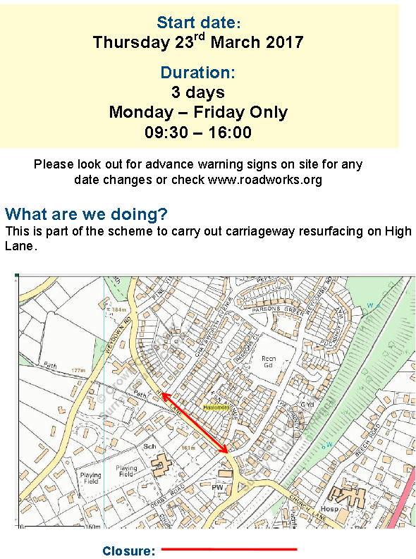 High Lane, Haslemere, Notice of Road Resurfacing Haslemere first