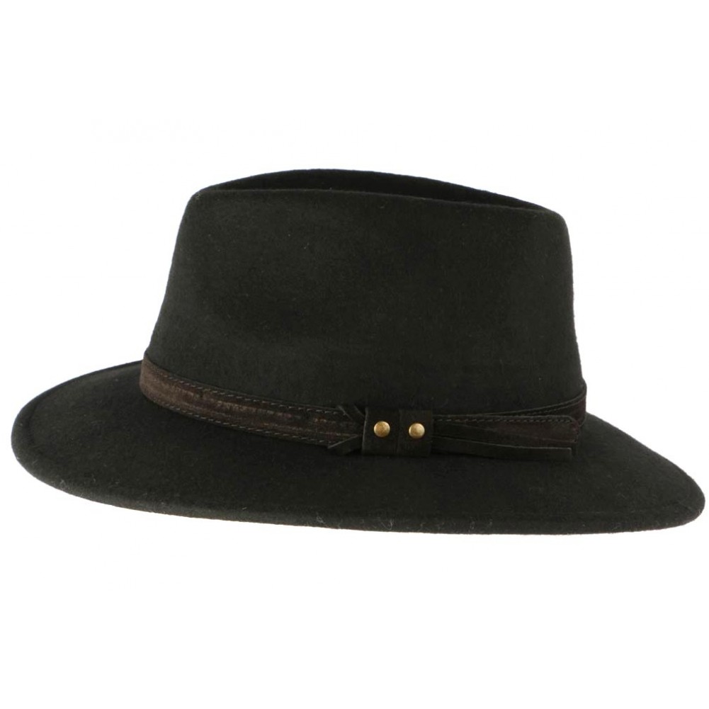 Chapeau feutre Noir Crushable, fedora homme impermeable