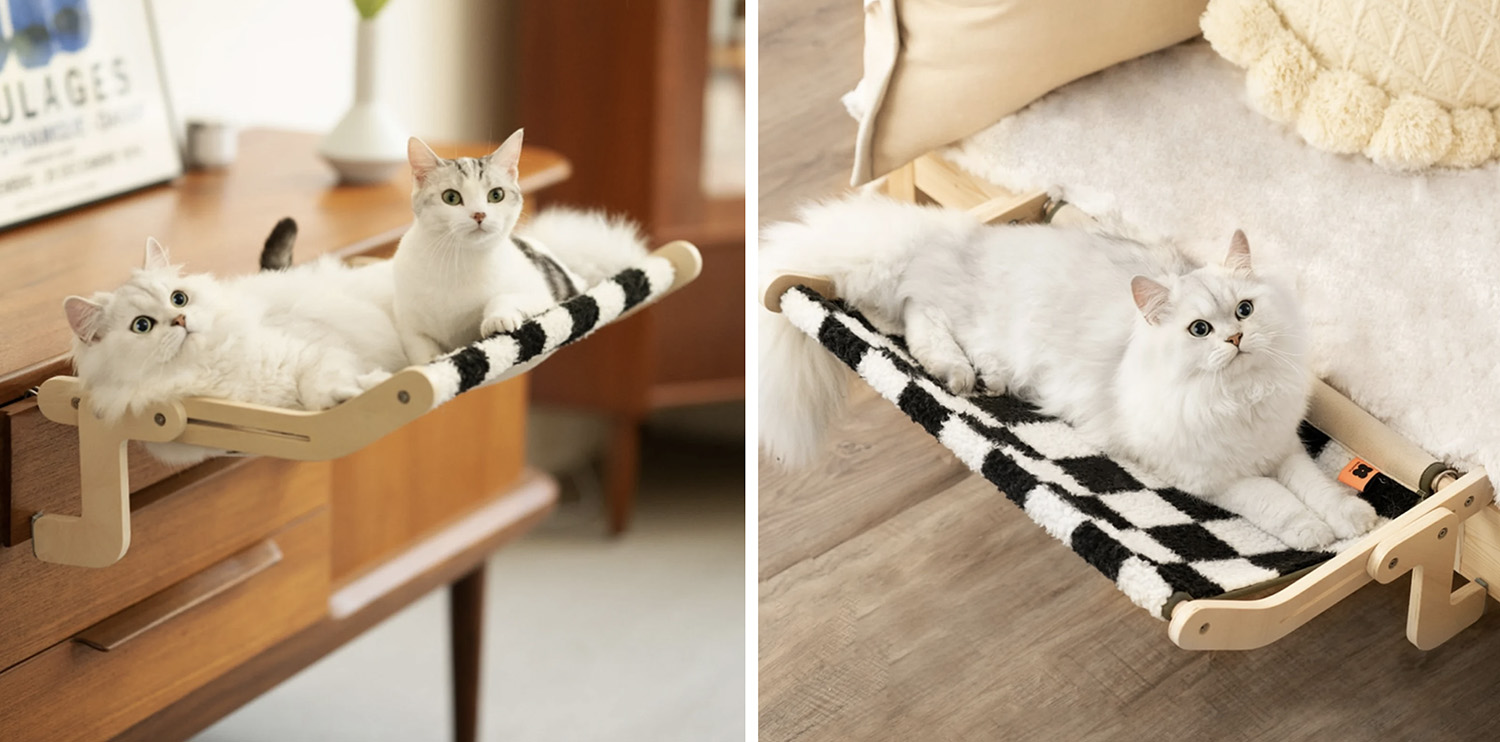 Versatile Cat Perch Attaches to Windowsill, Bed Frame, Dresser Drawer