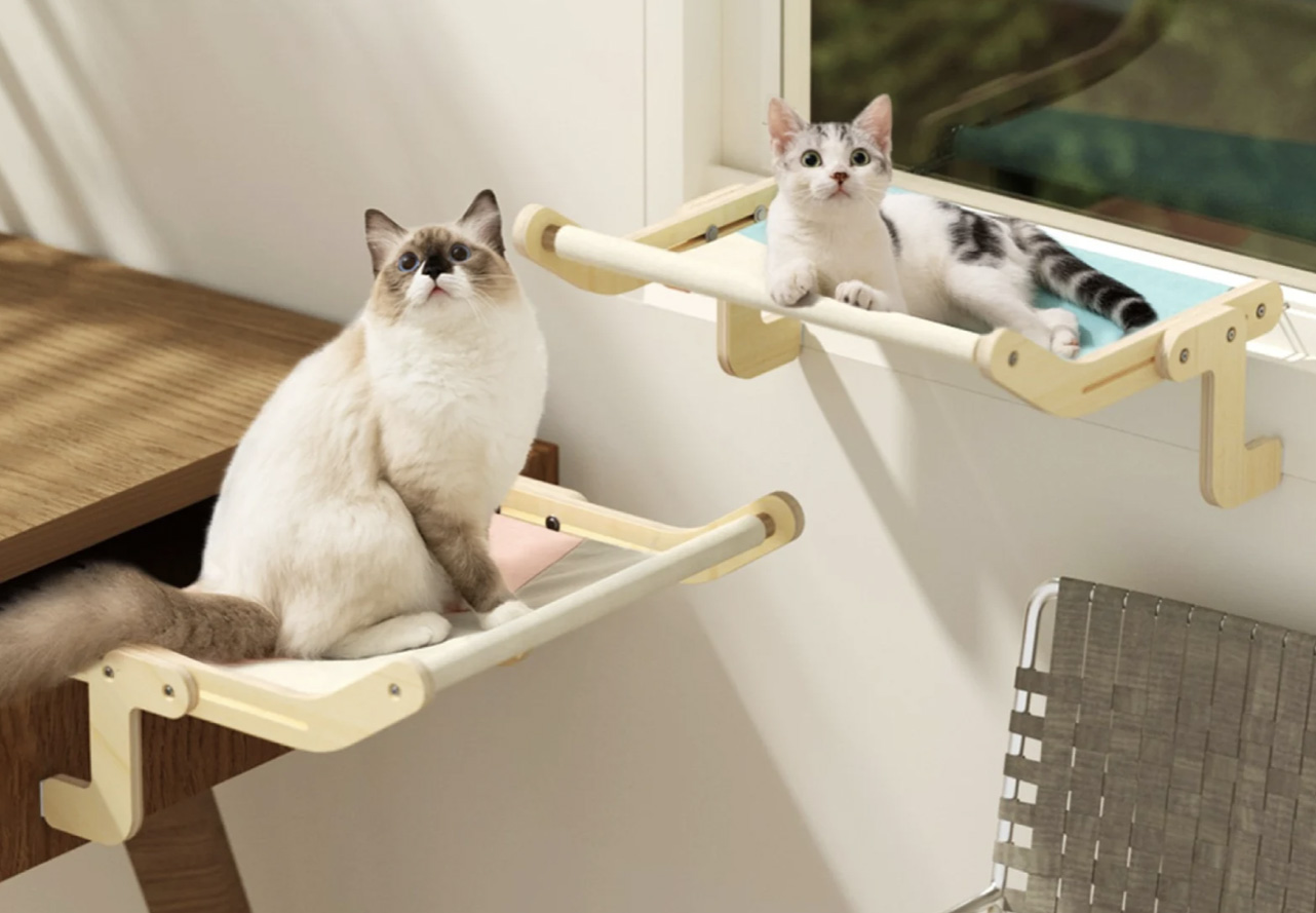 Versatile Cat Perch Attaches to Windowsill, Bed Frame, Dresser Drawer • hauspanther