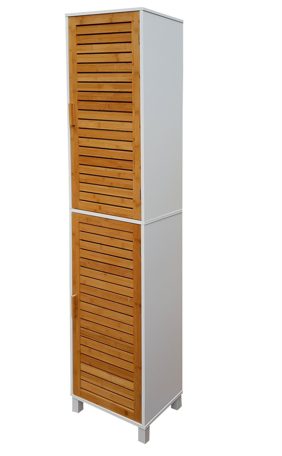 osoltus Badregal Bad Hochschrank 190cm Wandschrank Bambus Holz weiß
