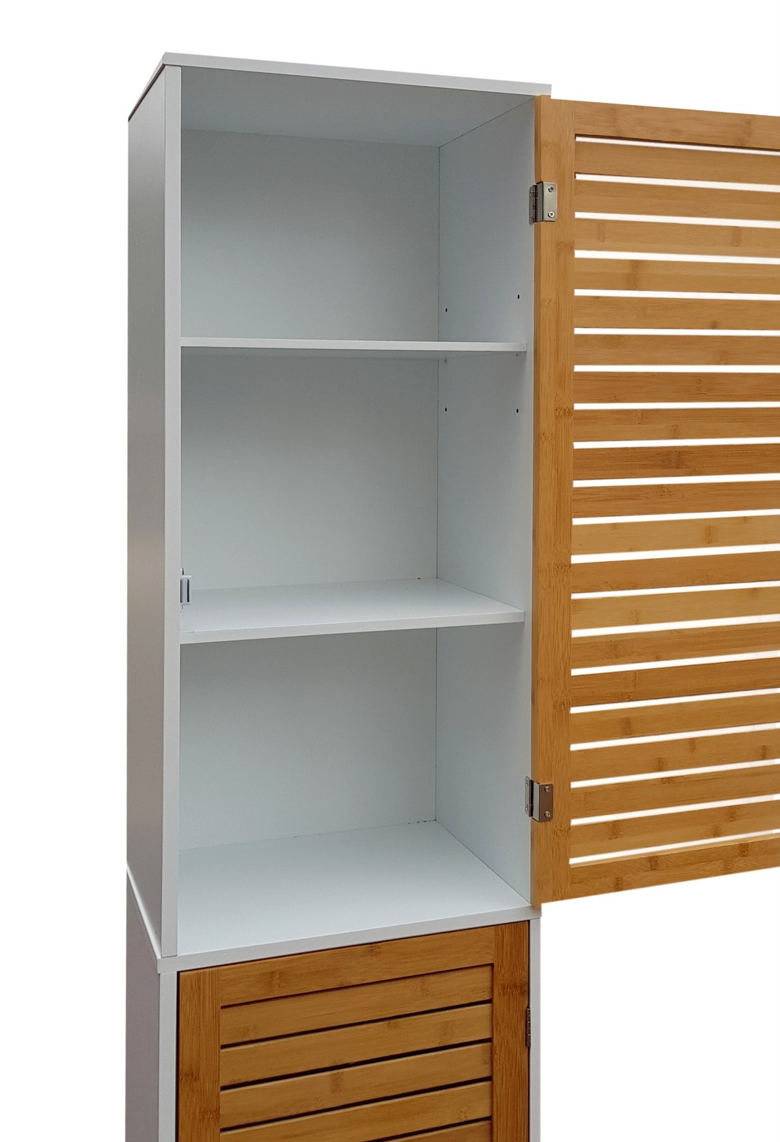 osoltus Badregal Bad Hochschrank 190cm Wandschrank Bambus Holz weiß