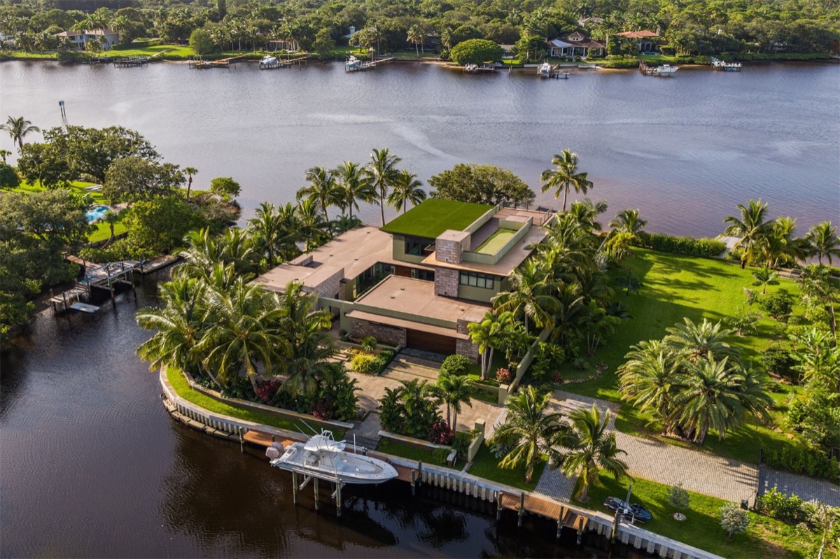 Jupiter Estate on Private Peninsula has Rooftop Putting Green