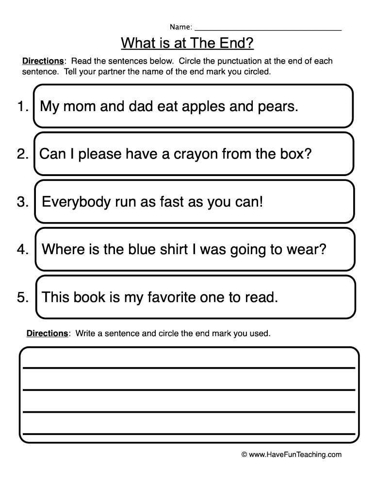 Adding Punctuation Worksheet • Have Fun Teaching