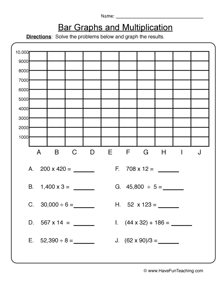 Bar Graphs and Multiplication Bar Graphs Worksheet 2