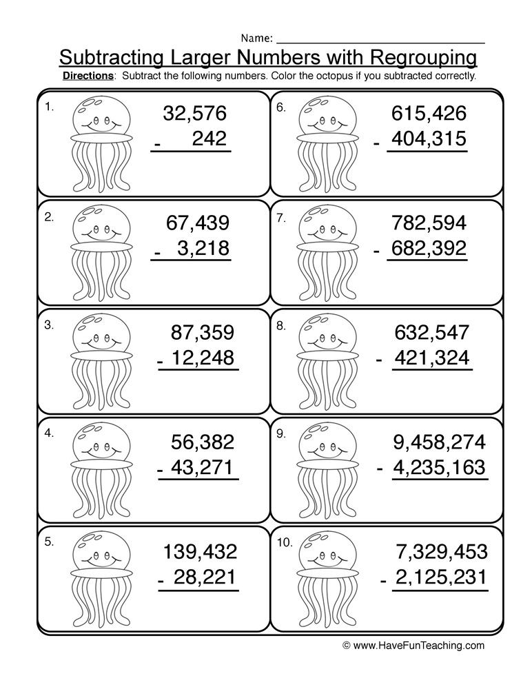 Multi-Digit Subtracting No Regrouping Worksheet • Have Fun Teaching