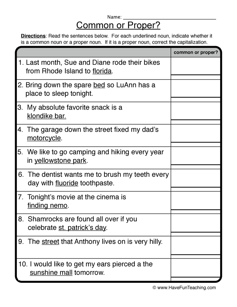 Noun Worksheets - Have Fun Teaching