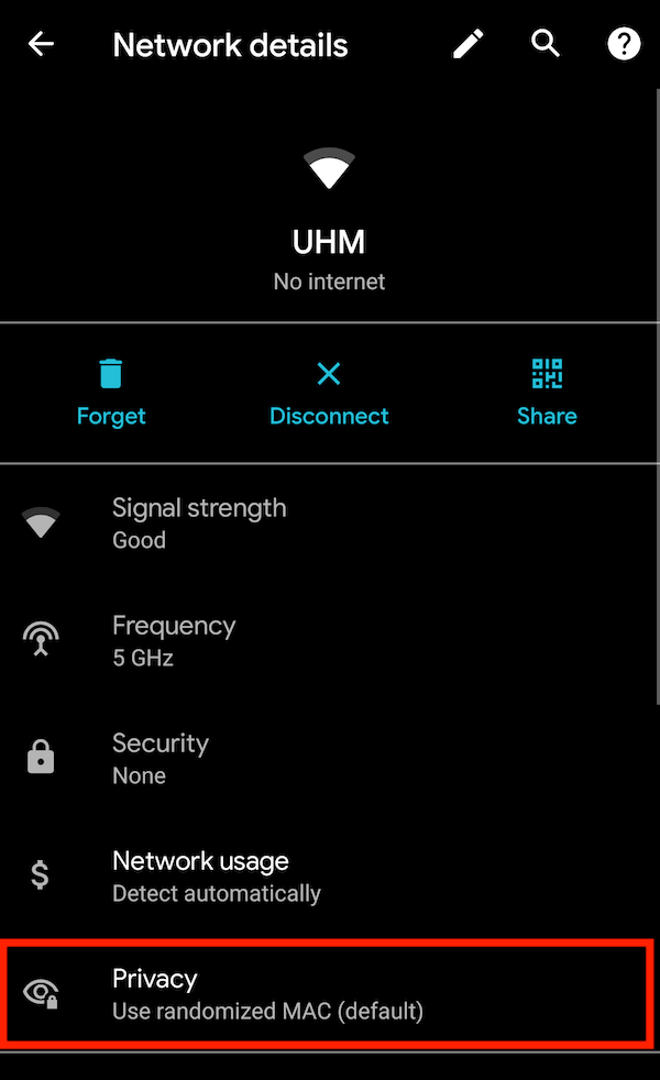 Disable Android & iOS MAC Address Randomization (for UH