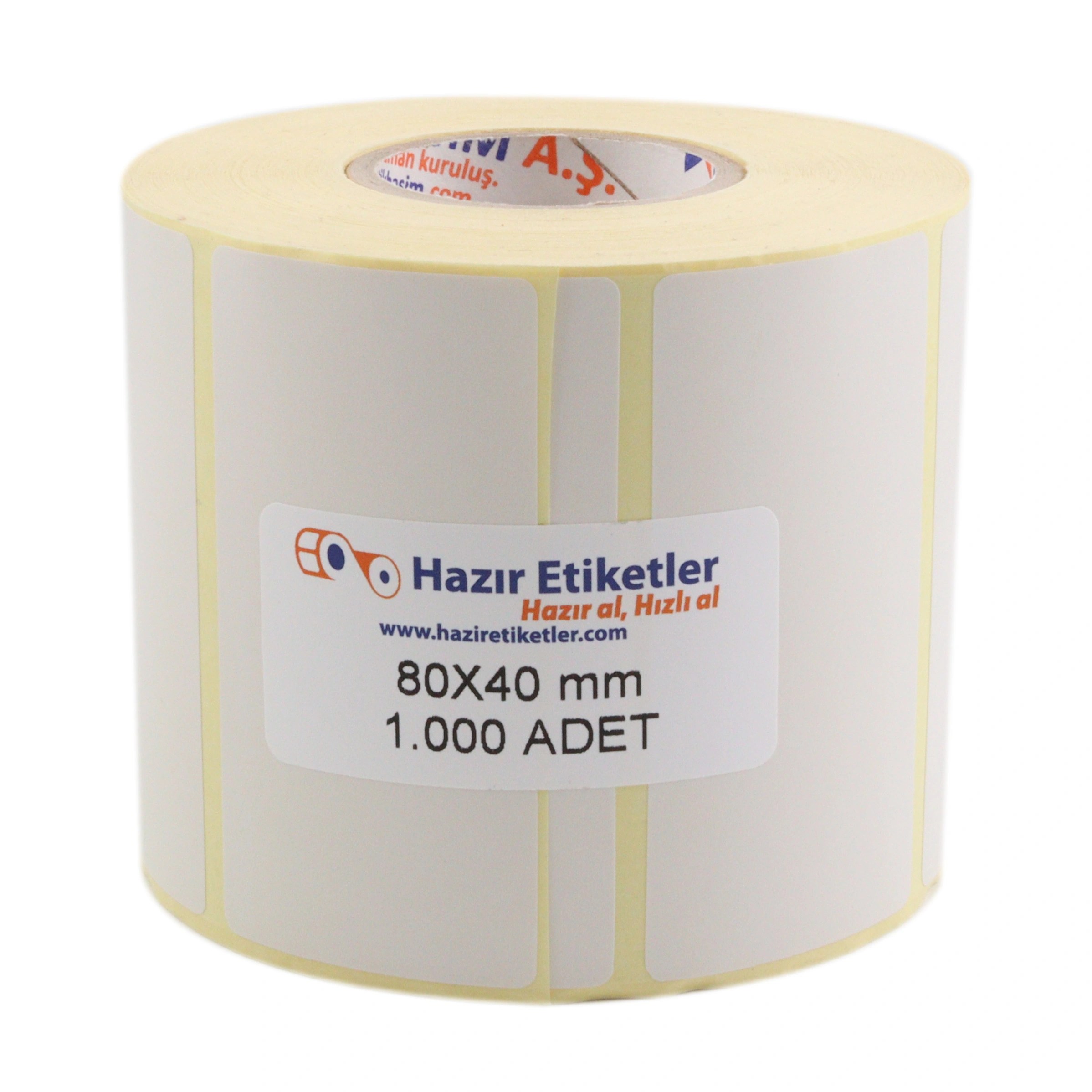 Kuşe Rulo Etiket 80mm x 40mm 1000 Adet Hazır Etiketler