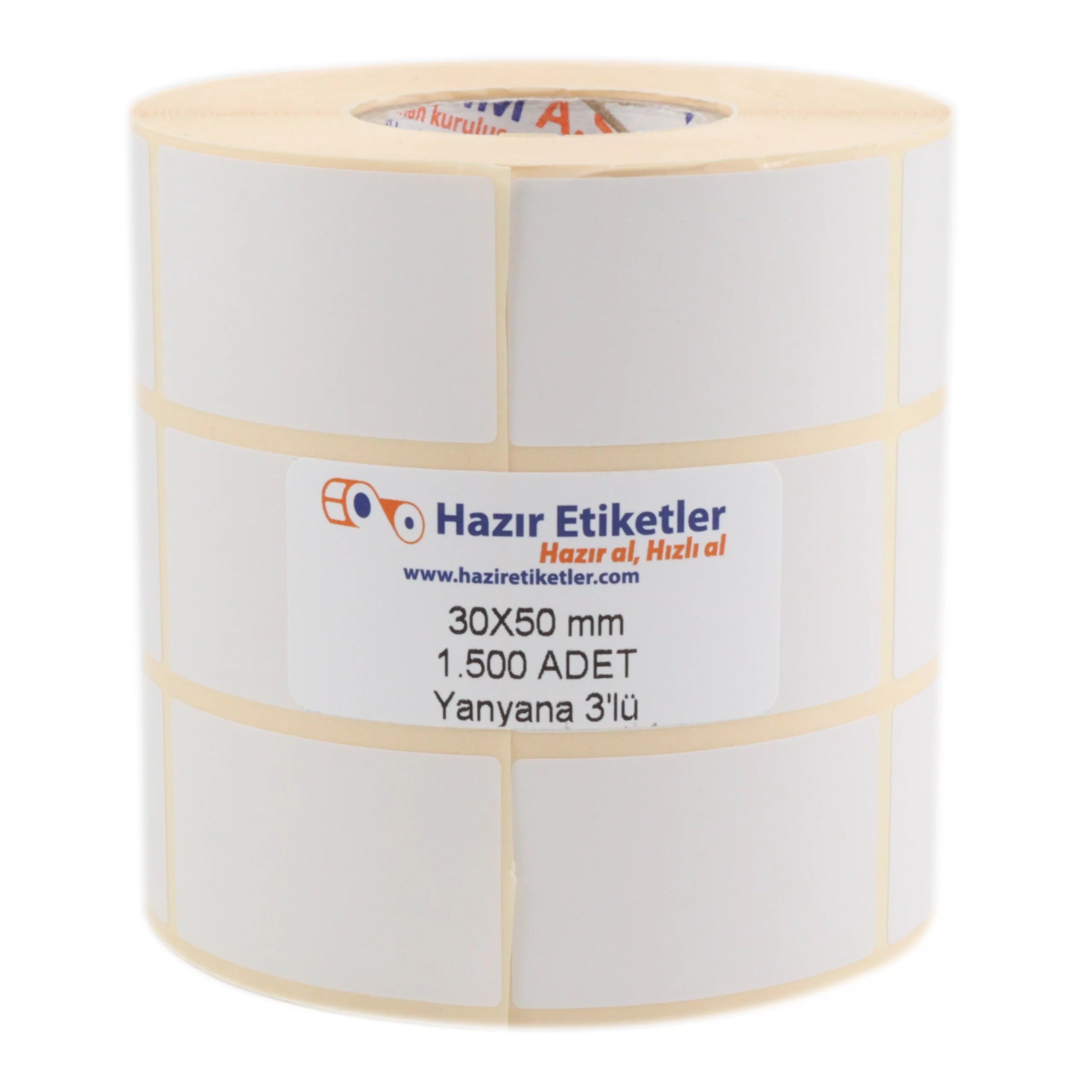 Kuşe Rulo Etiket 30mm x 50mm 1500 Adet Hazır Etiketler