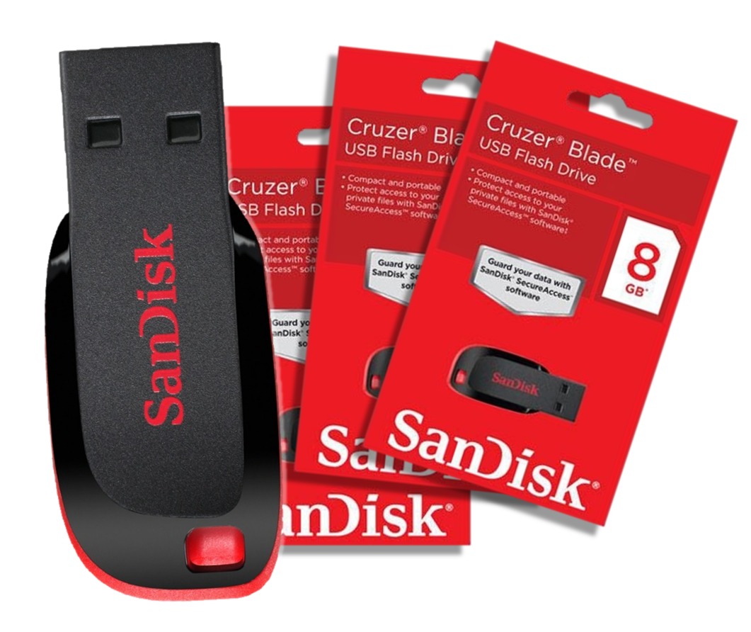 Pen Drive 8GB Sandisk Cruzer Blade Preto e Vermelho Hb Infor