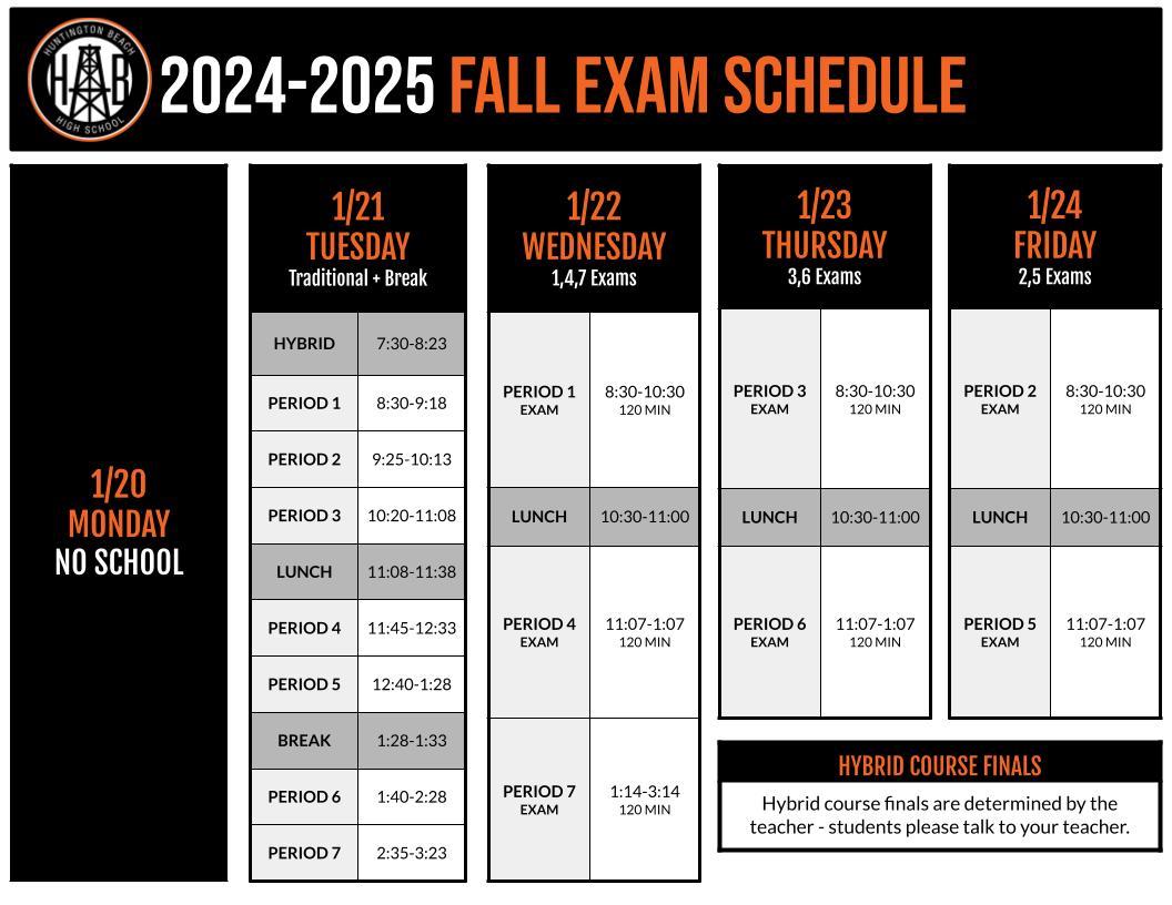 Exam Week Schedule Huntington Beach High School
