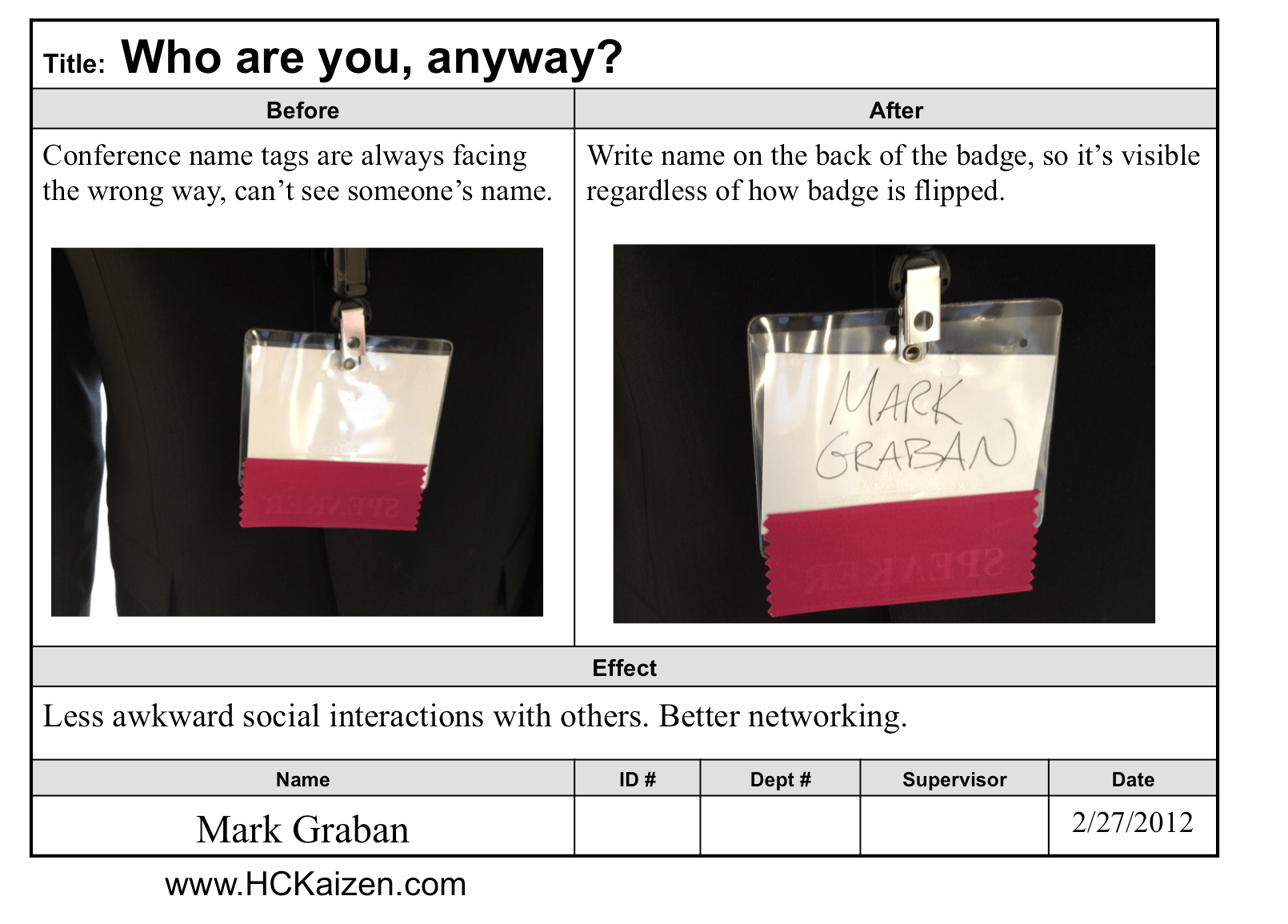 Kaizens Examples of StaffDriven Kaizen Improvements Archives Page