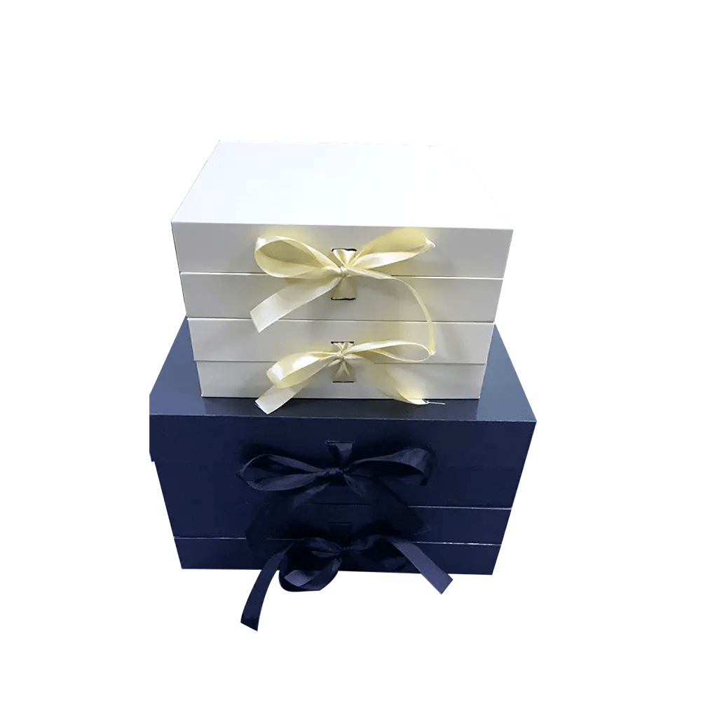 Custom luxury gift boxes with ribbon and closure for birthdays