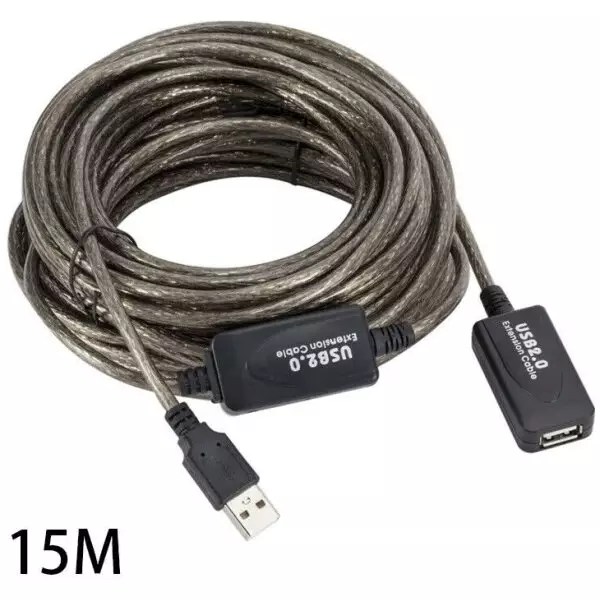 15 Meter USB Extension Cable V2.0 (Male To Female USB Type A) With Active Signal Booster