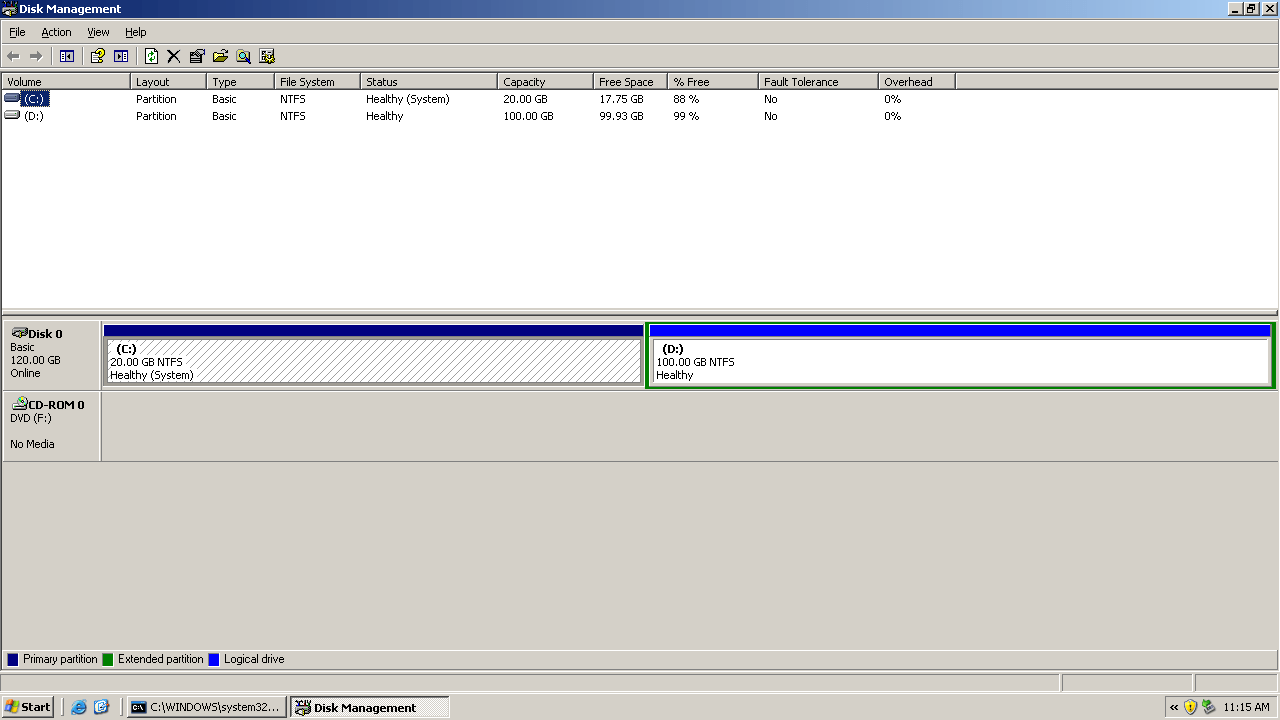 Diskpart to extend partition/volume on Windows Server 2003 r2.