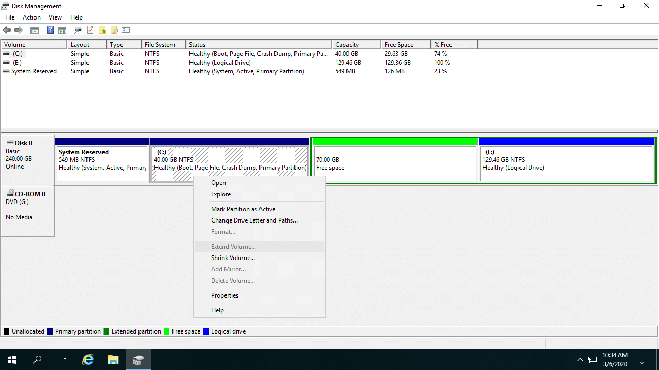 Guide to extend volume partition on Windows Server 2019