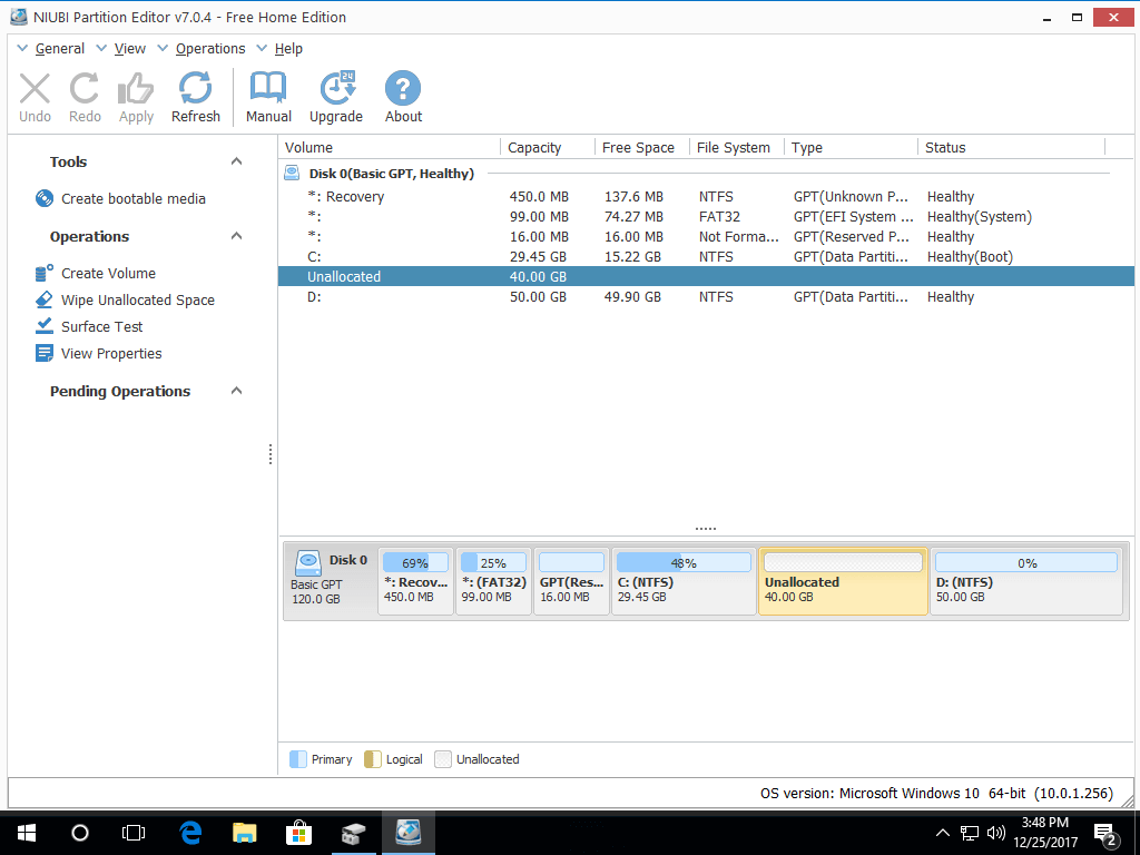 How to move partition on Windows 10 with 1 step?