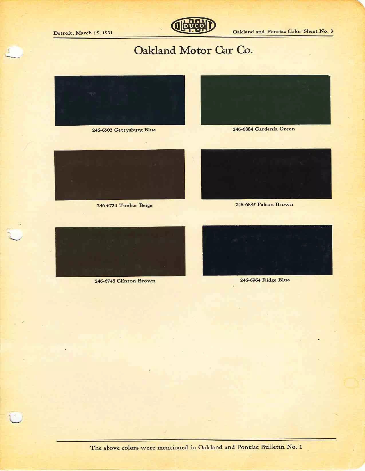 All Pontiac Vehicle Paint Codes and Color Charts from 1931 to 1981