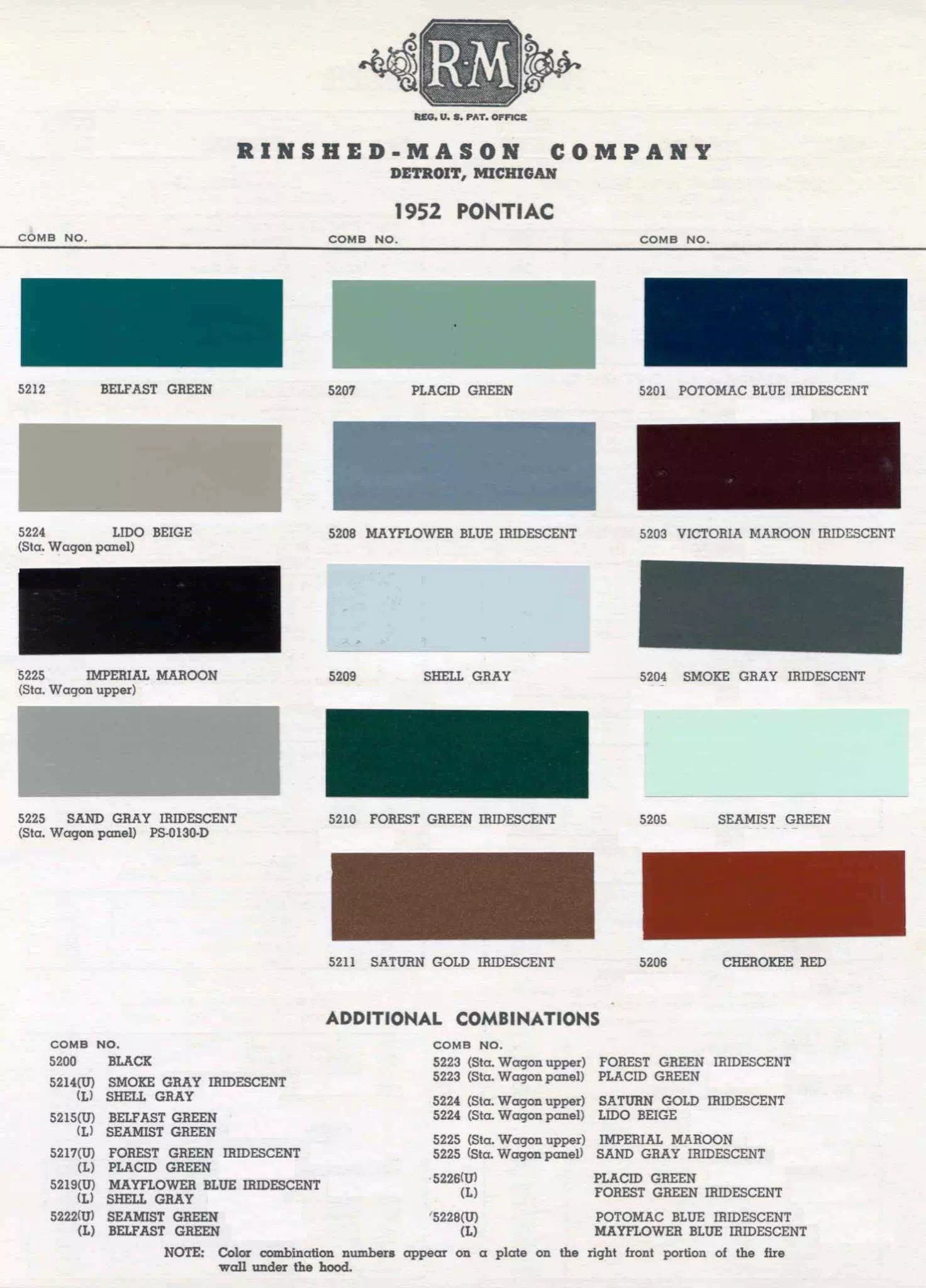 All Pontiac Vehicle Paint Codes and Color Charts from 1931 to 1981