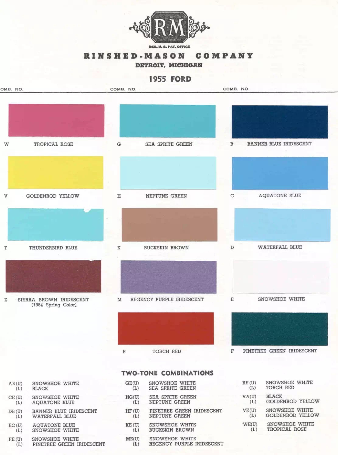 1955 Paint Code Color Book