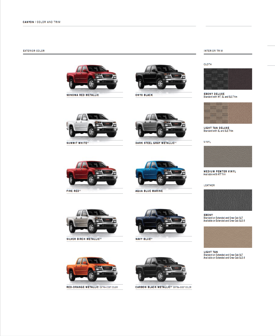 GMC Canyon Paint Codes and Color Charts