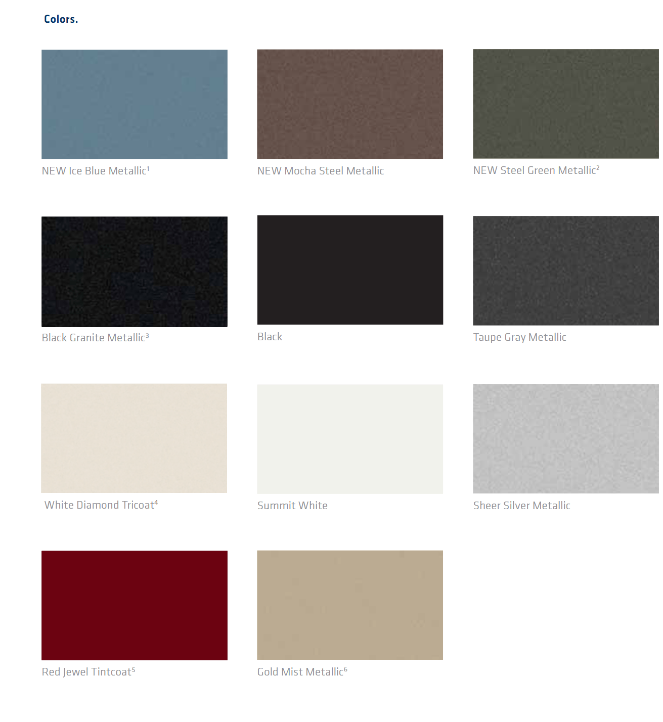 Suburban Paint Codes & Color Charts