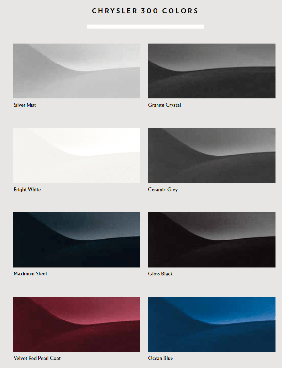 Chrysler Main Paint Codes & Color Charts