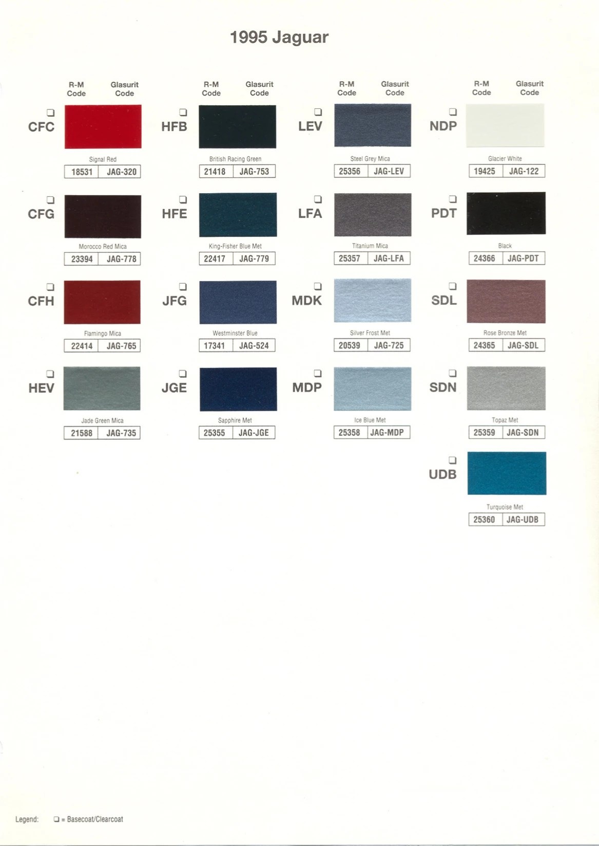 Jaguar Paint Codes and Color Charts