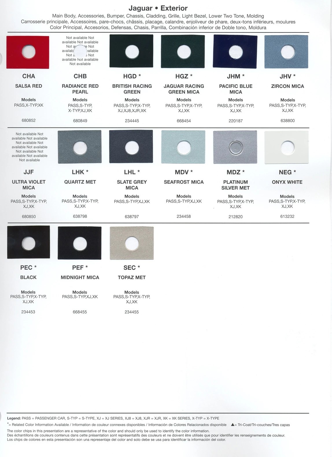 Jaguar Paint Codes and Color Charts