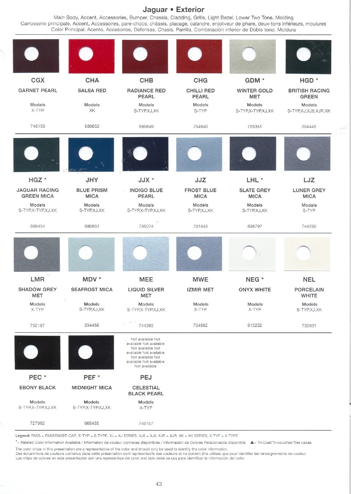 Jaguar Paint Codes and Color Charts