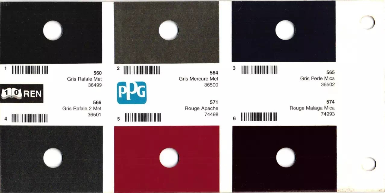 Renault Paint Codes & Color Charts