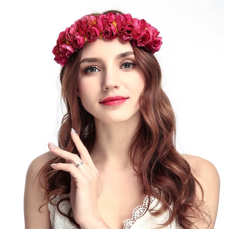 RED SMALL ROSE FLOWER HEADBAND Headdecor