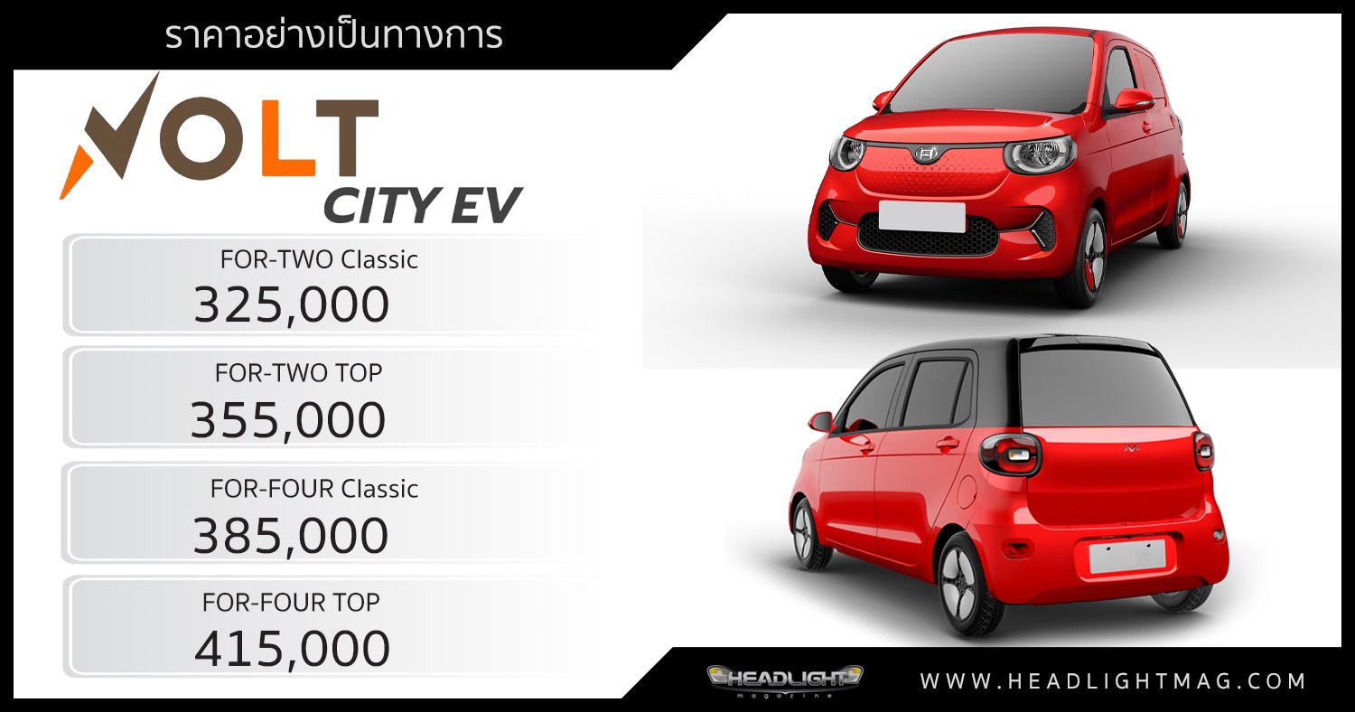 ราคาอย่างเป็นทางการ Volt City EV : 325,000 - 415,000 บาท - HeadLight