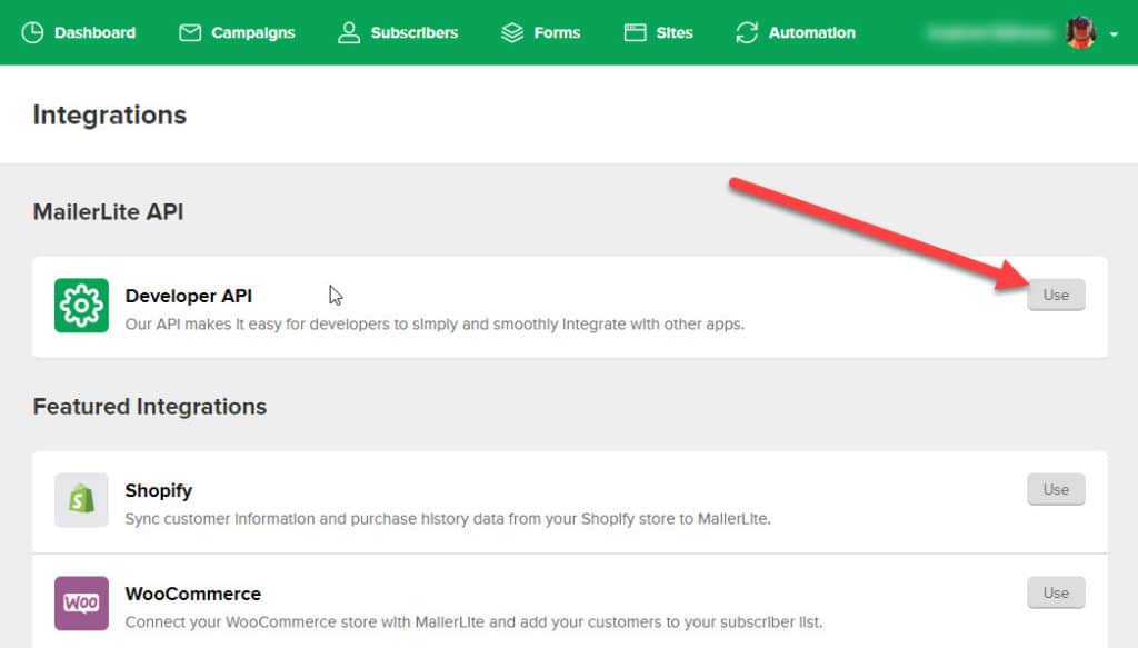 How to get your MailerLite API Key HealthHosts