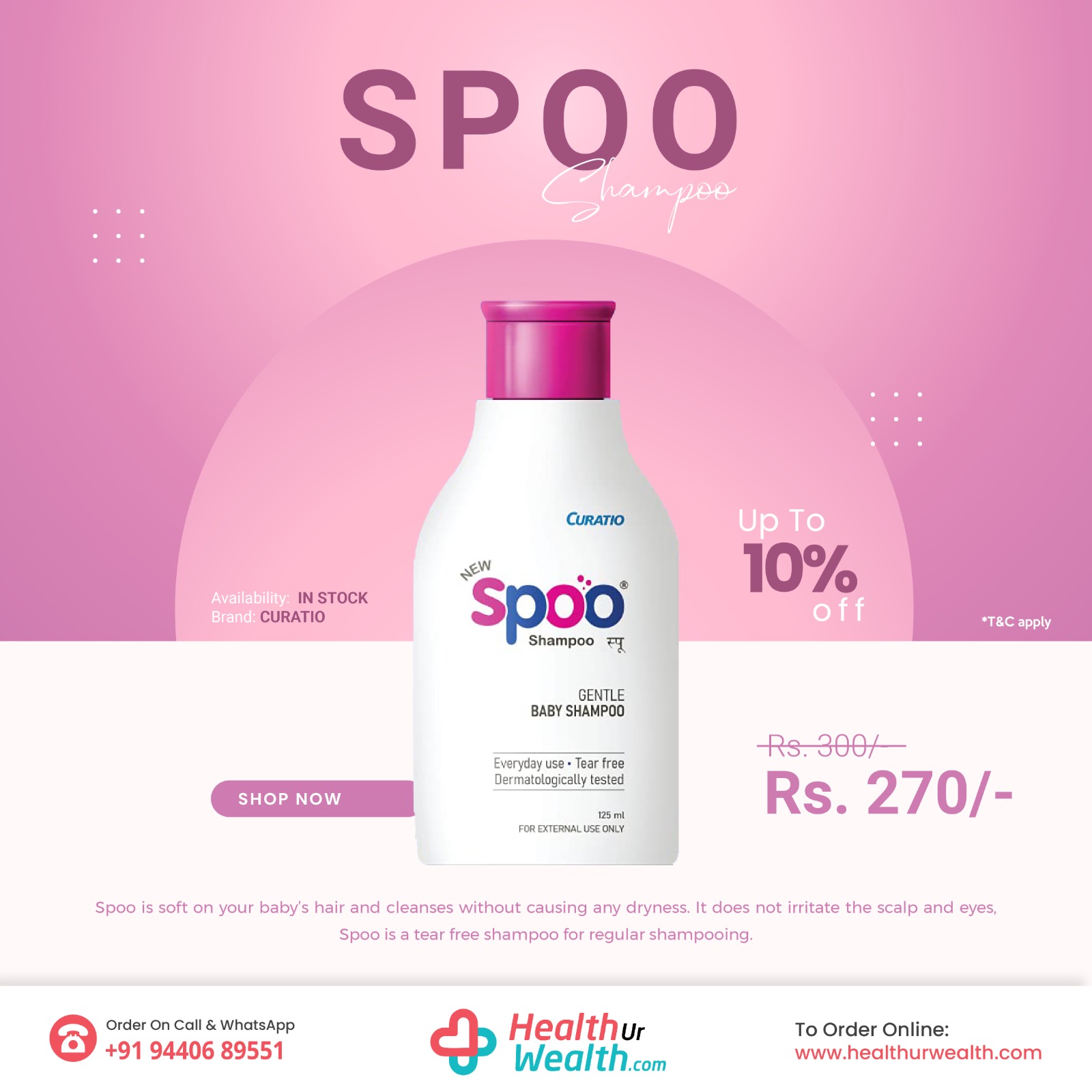 Buy New Curatio Spoo Gentle Baby Shampoo 125ML Online HealthurWealth