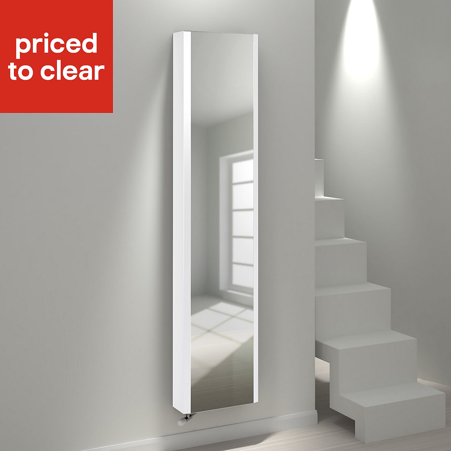Kudox Cassano Vertical Mirror Radiator White 1800x400mm Heating Bargains Online Shop